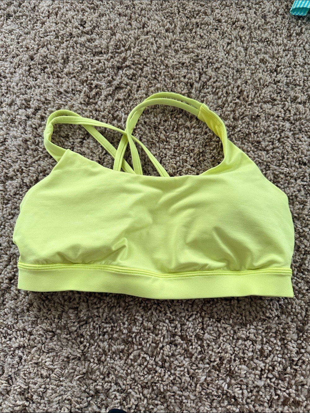 Lululemon neon yellow energy bra size 8 EUC
